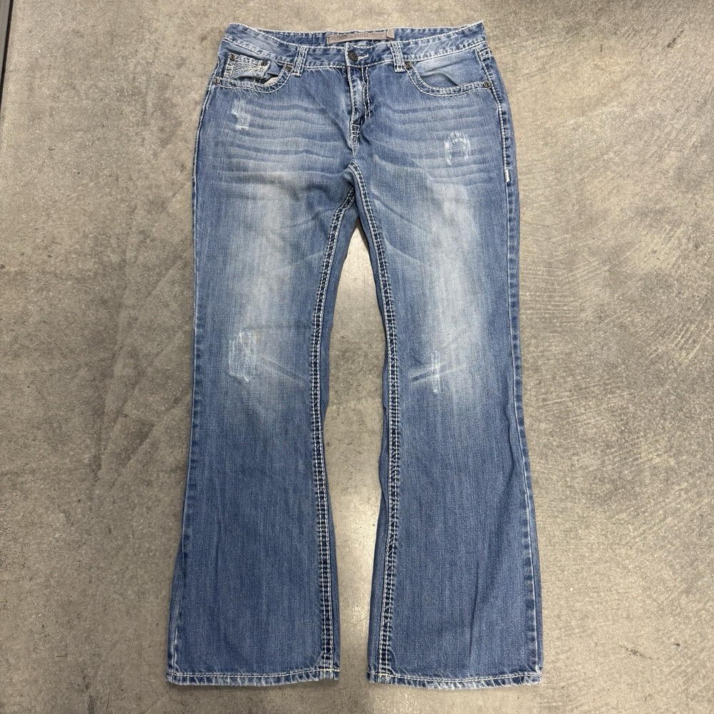 Rock & Roll Cowboy Double Barrel Jeans Men's Relaxed Bootcut Distressed 38x34